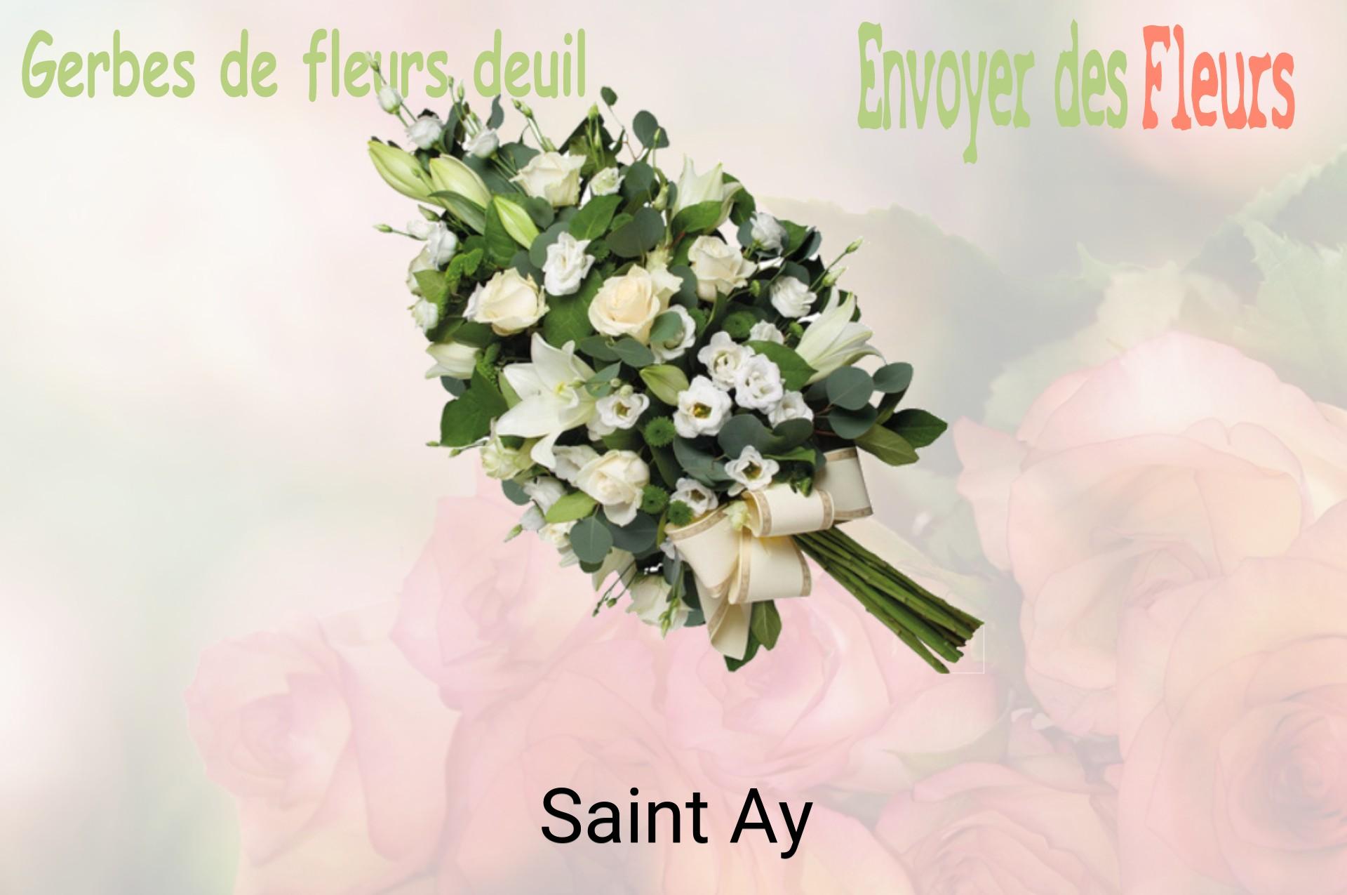 Gerbe de fleurs de deuil livrée à Saint-Ay